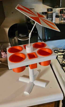 Portable Beach Table with Cupholders & Umbrella